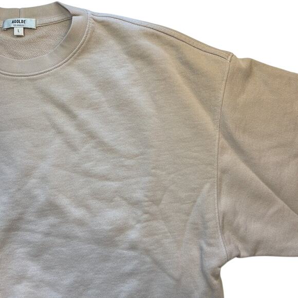 AGOLDE Women's Beige Tan Chevron Angled Front Crewneck - Picture 2 of 5